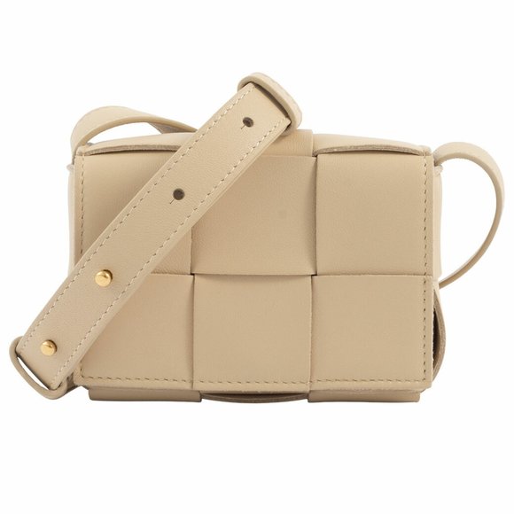 Bottega Veneta Handbags - BOTTEGA VENETA Beige Lambskin Leather Shoulder Bag
